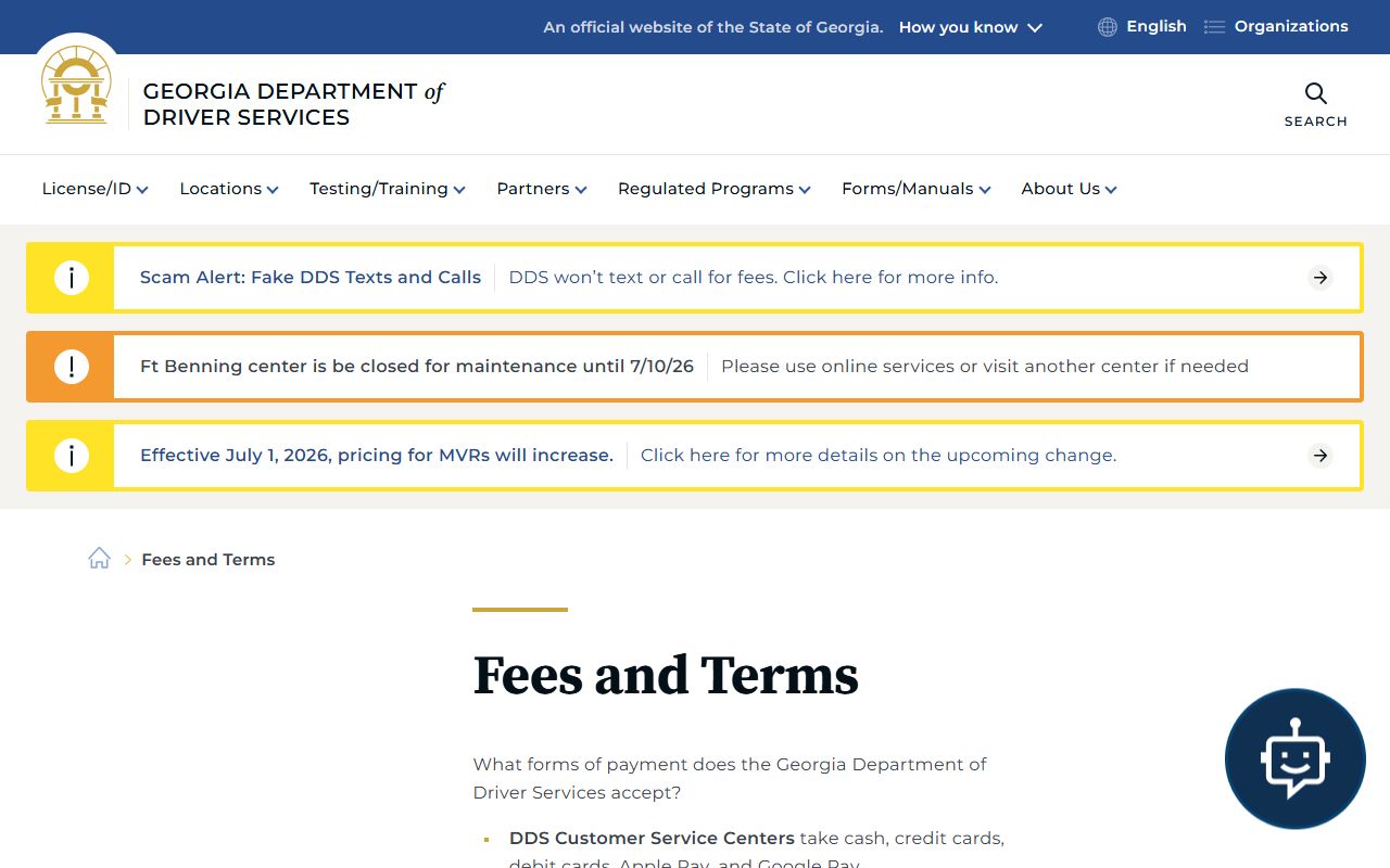Stewart County Clerk of Superior Court Georgia DDS fees and terms source