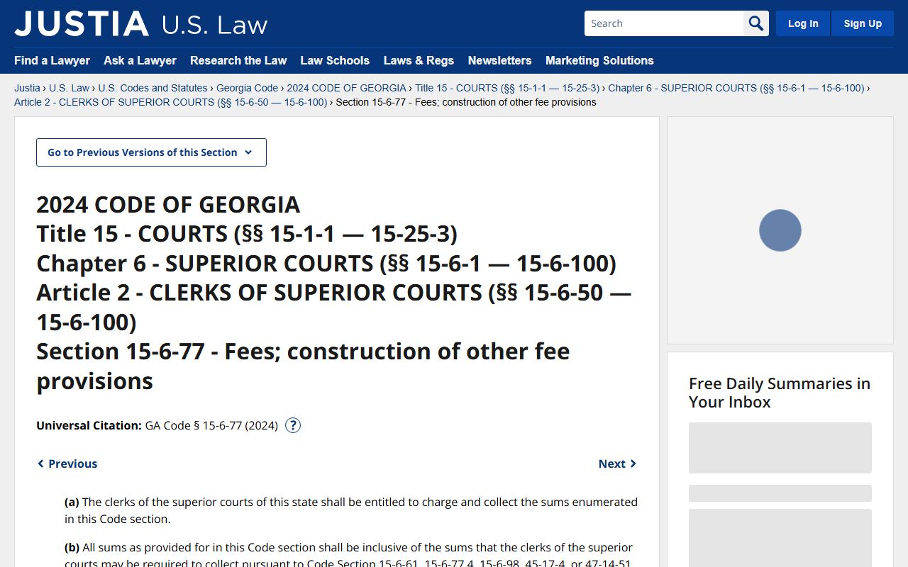 Stewart County Clerk of Superior Court Georgia fee statute