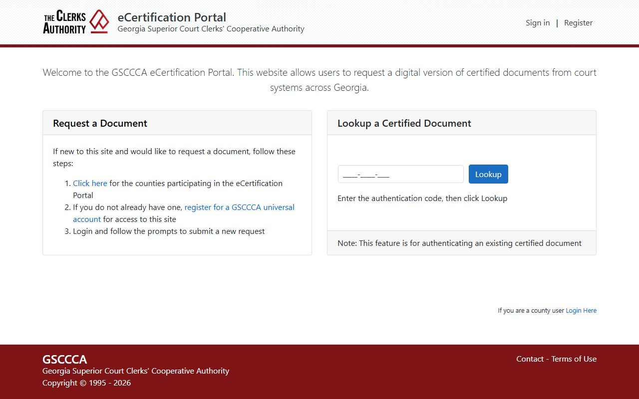 Stewart County court records GSCCCA eCertification portal