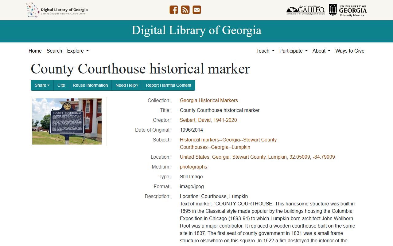 Stewart County court records courthouse historical marker