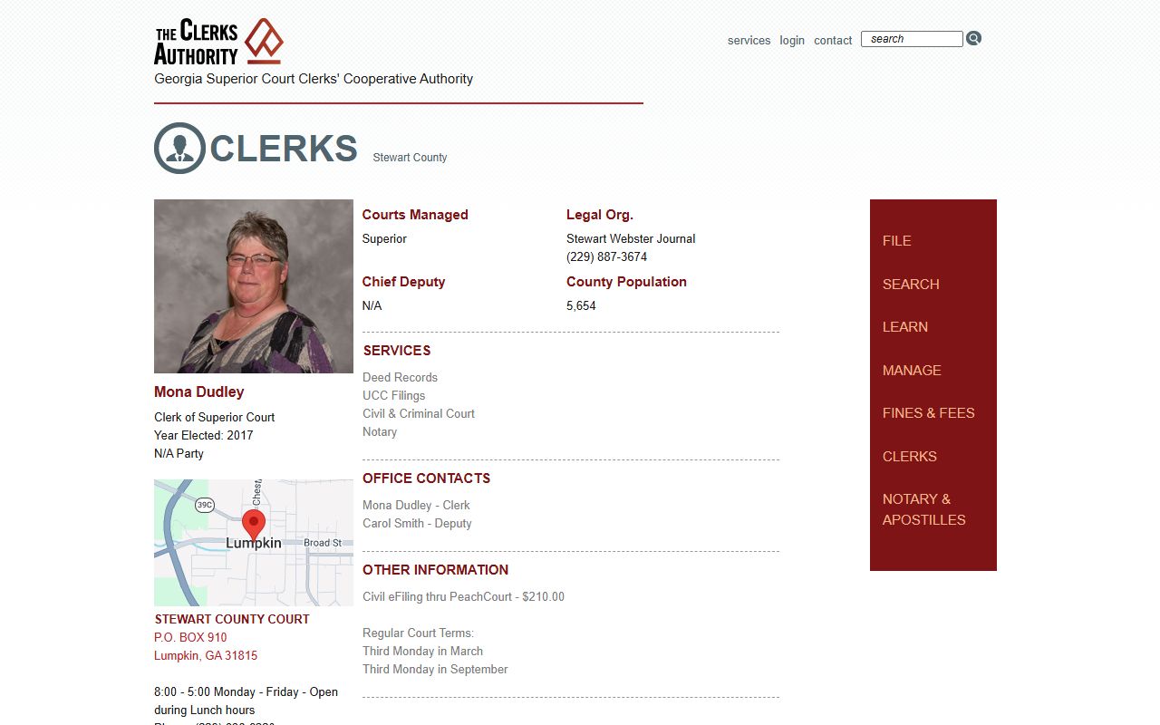 Stewart County court records GSCCCA clerk profile