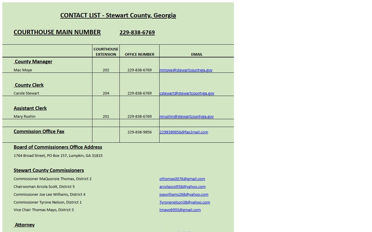 Stewart County court records county directory