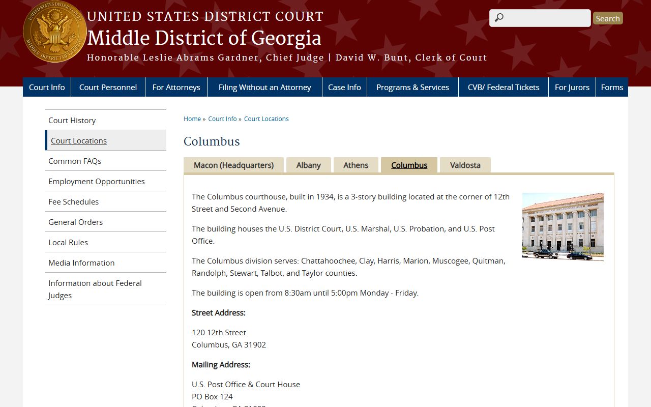 Stewart County inmate search Columbus Division federal courthouse