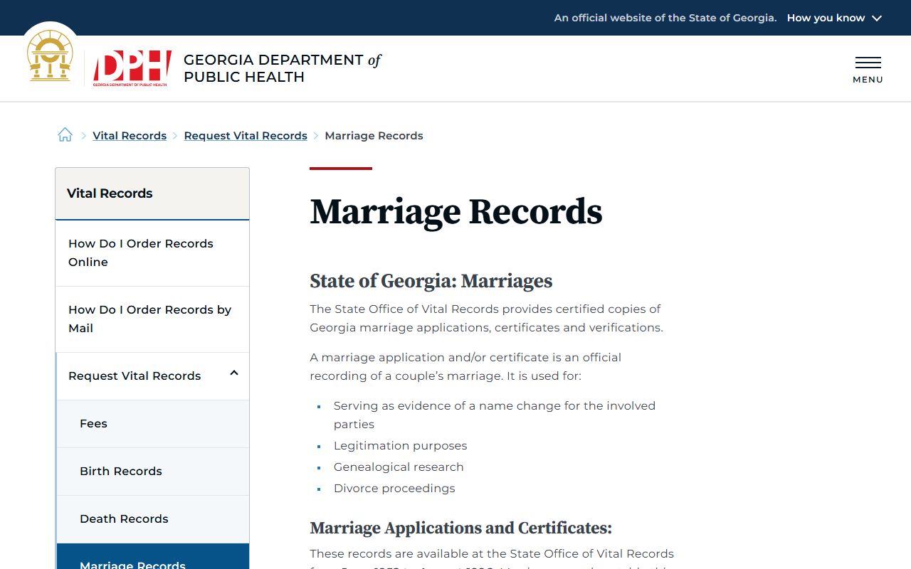 Stewart County marriage records Georgia DPH marriage request fees