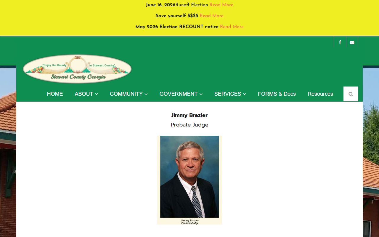 Stewart County probate records Probate Court judge page