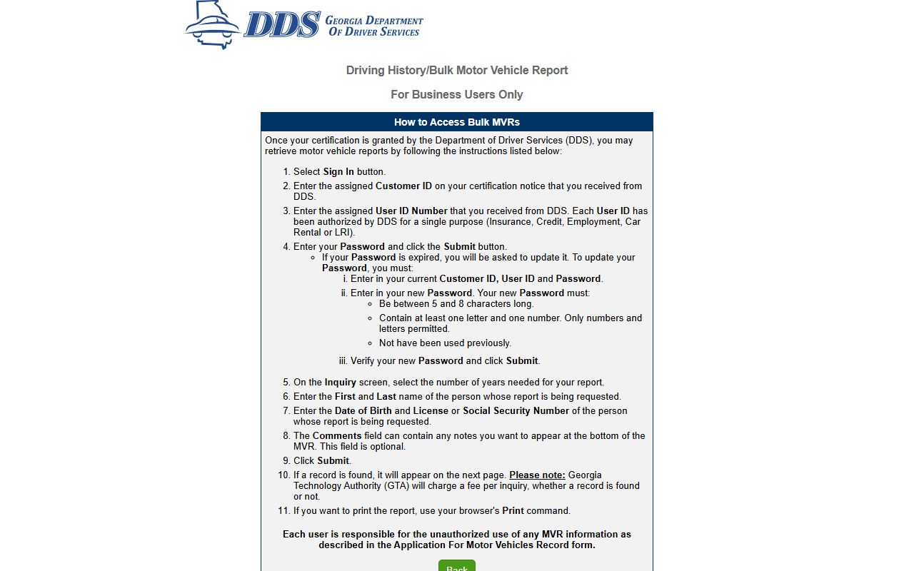 Stewart County Superior Court Georgia DDS motor vehicle report instructions