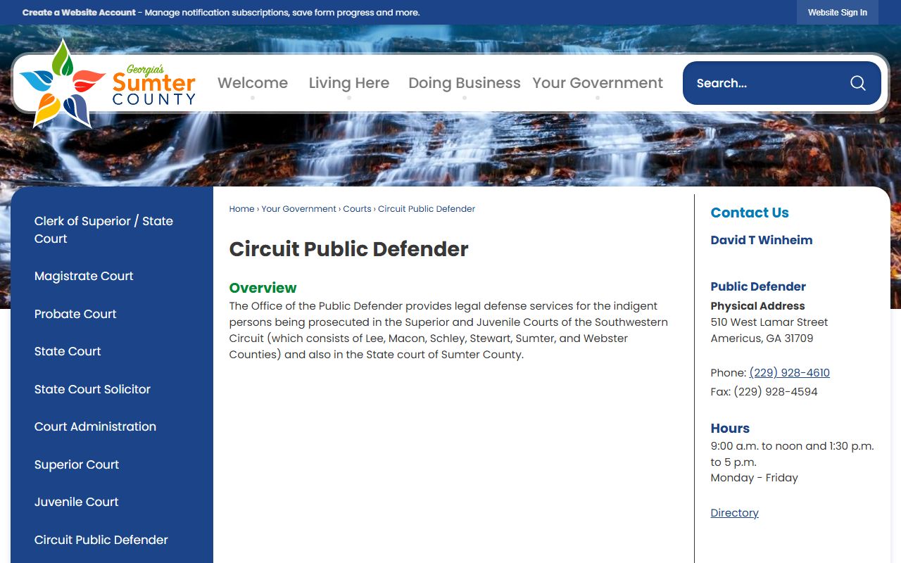 Stewart County Superior Court Southwestern Circuit Public Defender