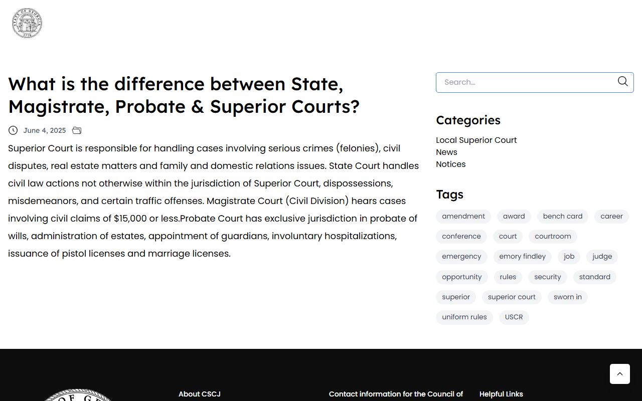 Stewart County Superior Court Georgia Superior Magistrate Probate court differences