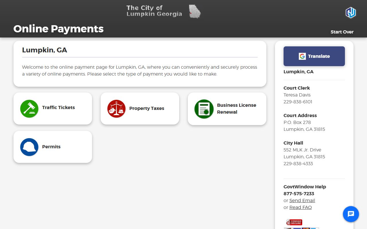 Stewart County traffic court records Lumpkin traffic ticket payment portal