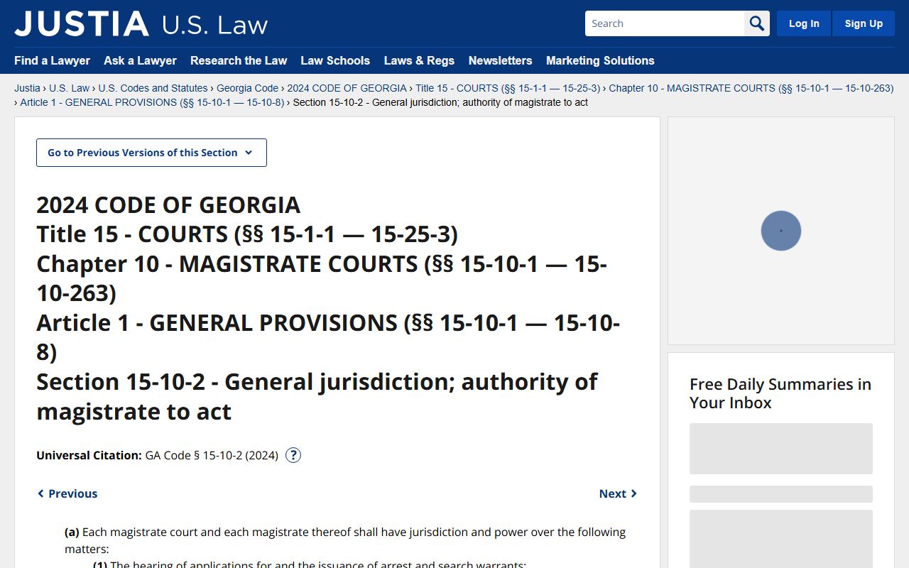 Stewart County warrant search Georgia Magistrate Court jurisdiction statute