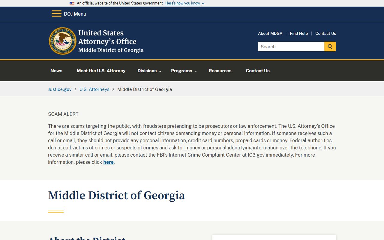 Stewart County warrant search U.S. Attorney Middle District of Georgia